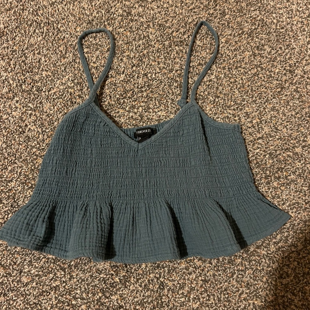(5 for $25) Cropped Smocked Teal Tank